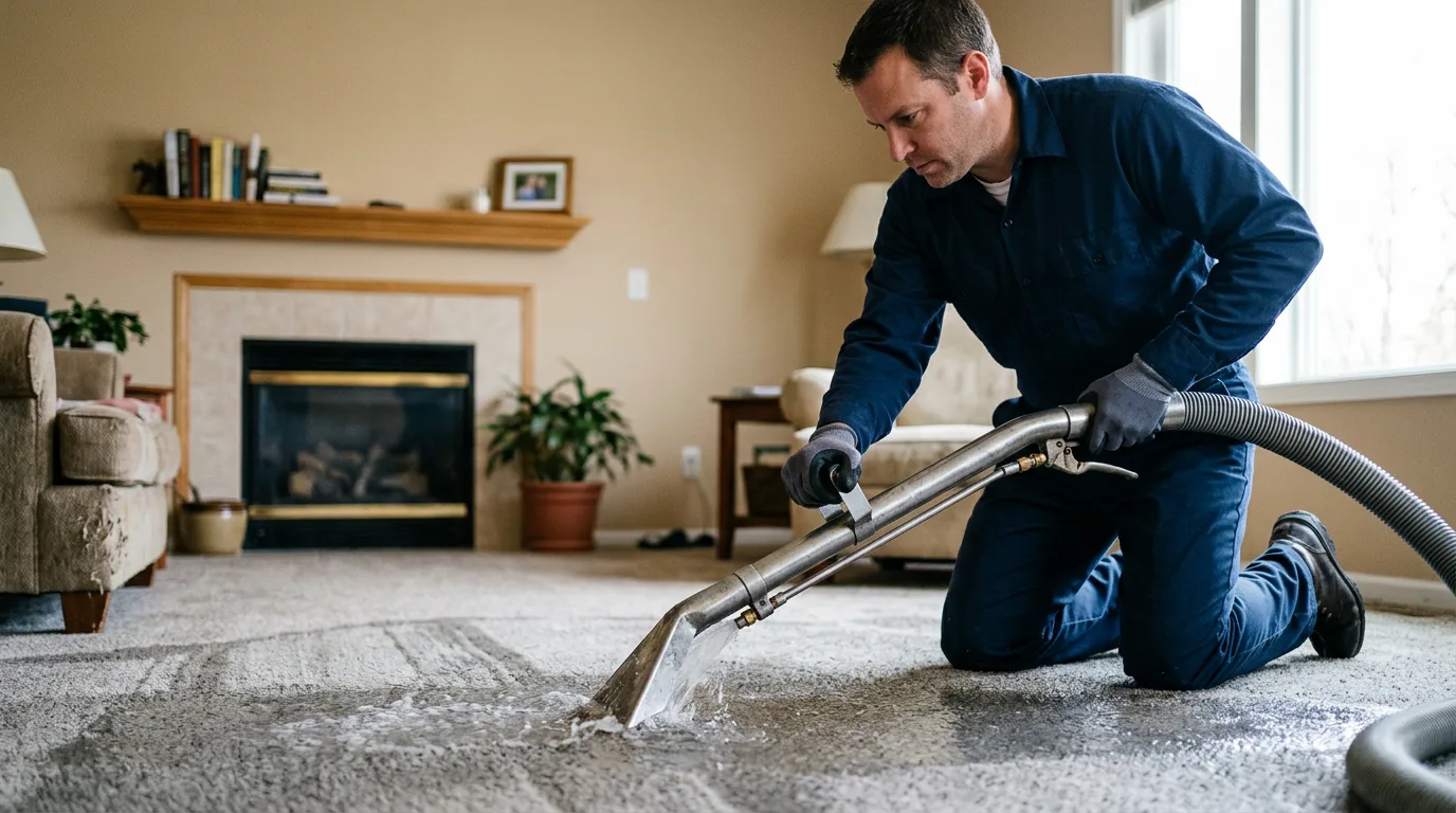 Water damage restoration technician working near Dyer, IN